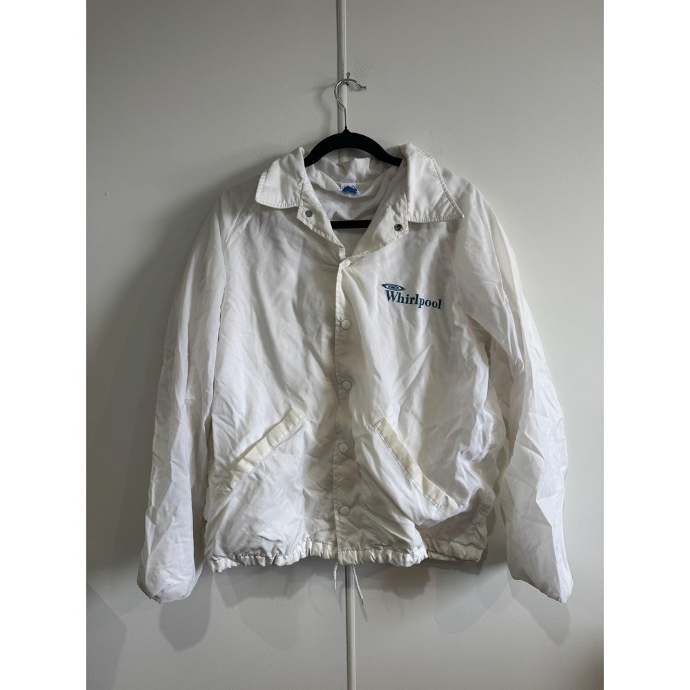 Vintage Whirlpool Gleet Jacket Mens Large White Nylon‎ Windbreaker Logo Promo